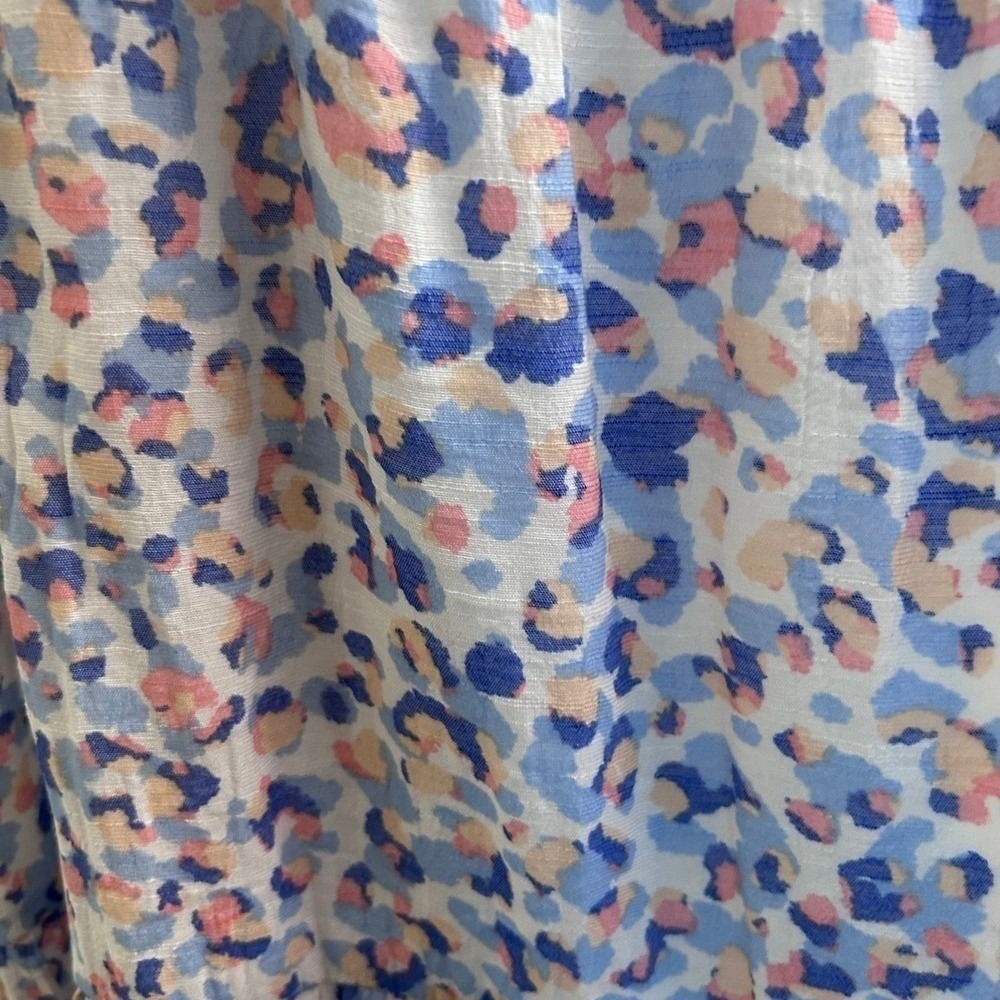 Nanette Lepore Midi Dress Summer 14 Blue Pink Boho Tiered Smocked Ruffle - Picture 8 of 9